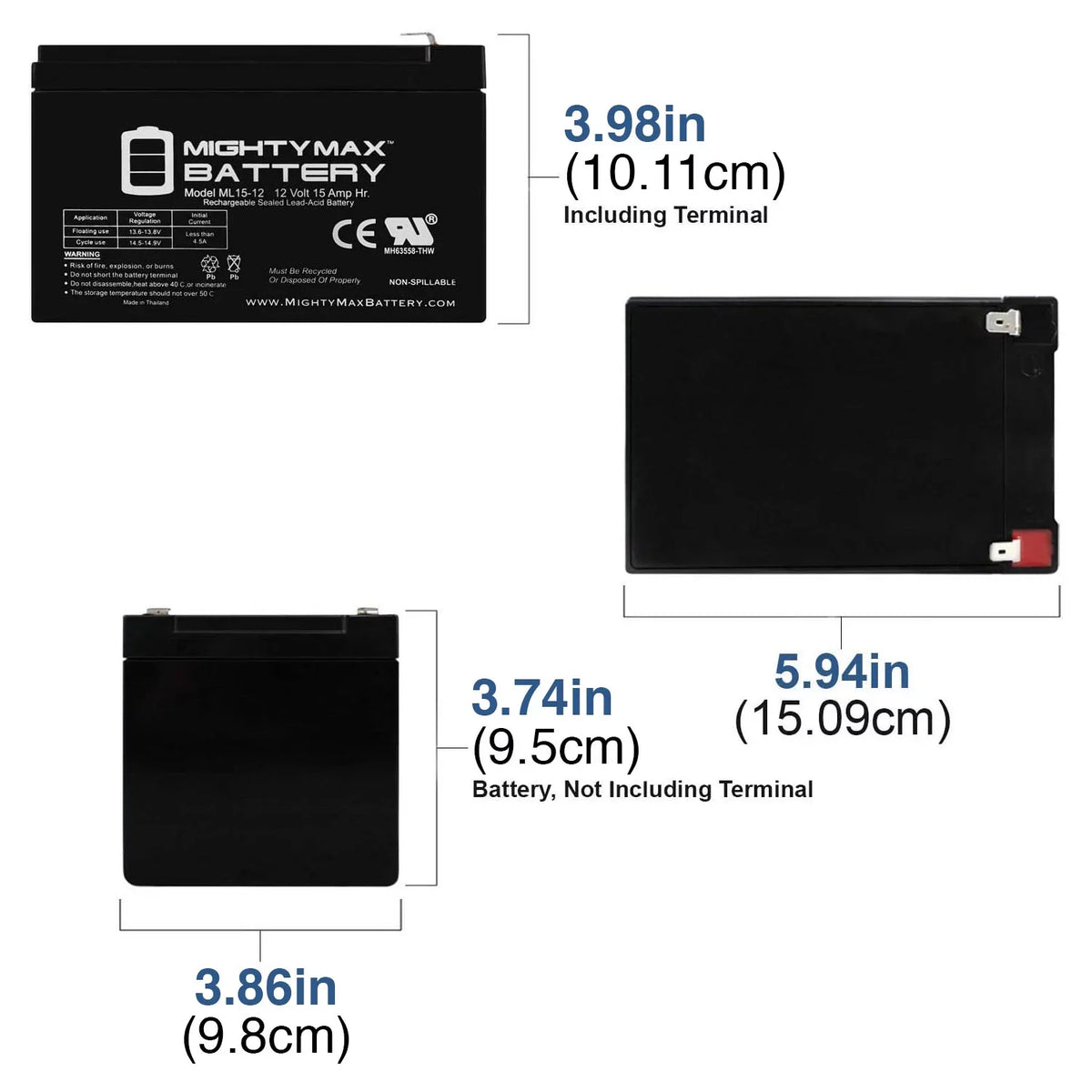 12V 15AH Battery Replacement for  500W Electric Scooter - 4 Pack