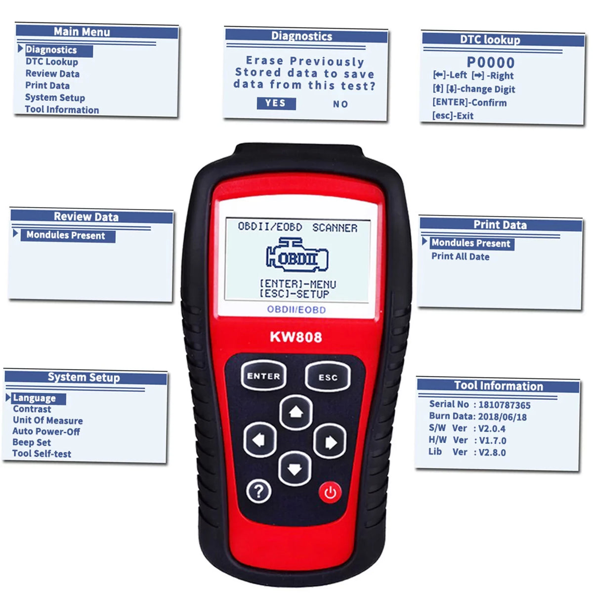 Mixfeer  /  Cars Code Reader and Auto Scanner Detection Decoder KW808