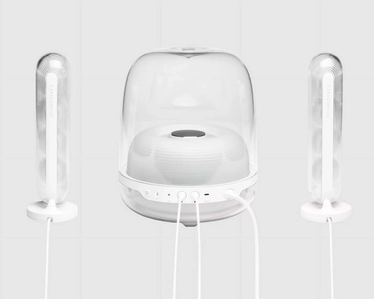 Restored Harman Kardon HKSOUNDSTICK4WAM-Z SoundSticks 4 Bluetooth Wireless 2.1 Speaker System, White - Certified Refurbished