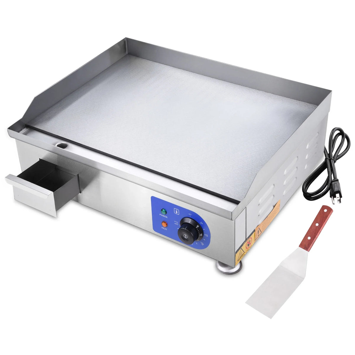 High-Powered Electric Countertop Griddle - Stainless Steel - Cook with Precision