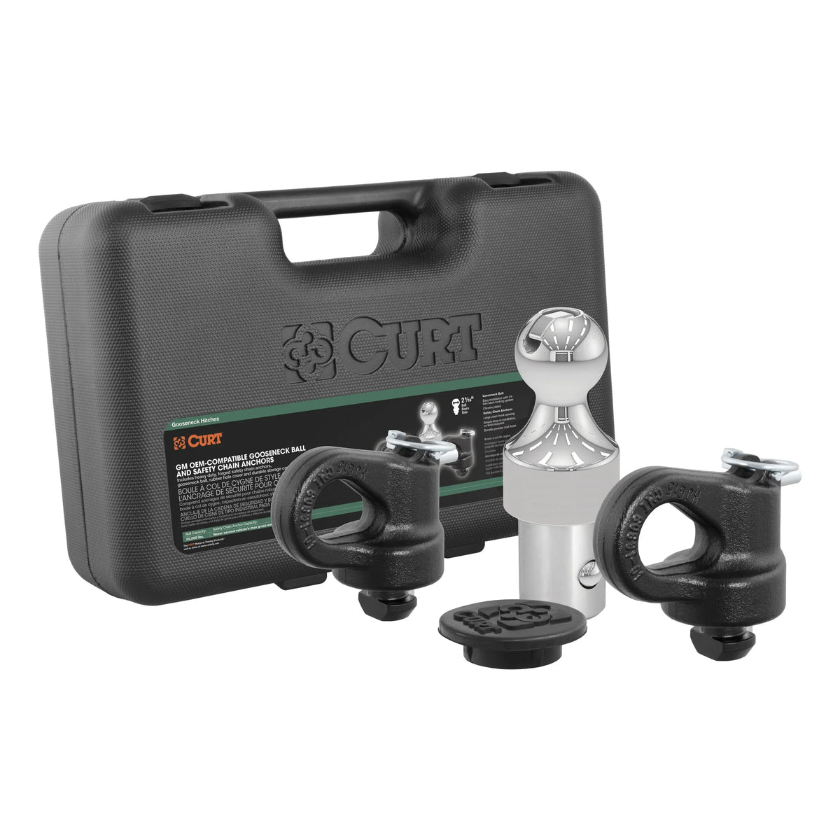 Mfg 60692 -Compatible Gooseneck Ball & Safety Chain Anchor Kit for  - Fits  pickup trucks with factory tow packages | Includes storage case and rubber hole cover