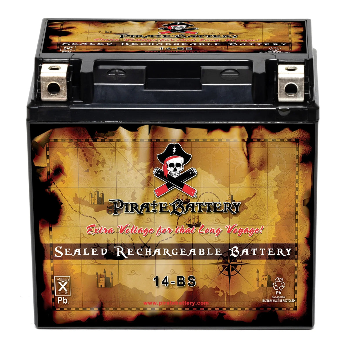 Pirate Battery YTX14- (14- 12 Volt,12 Ah, 200 ) Motorcycle Battery for Honda 1100cc Vt1100c, C3, T Shadow (spirit, Aero, A. C. E. Tourer) 2007