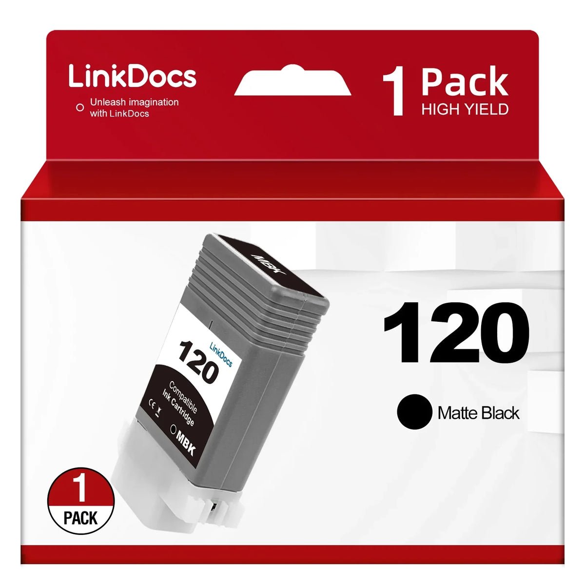 LinkDocs Compatible PFI120 -120 Matte Black Ink Cartridges Replacement for Canon PFI120 -120 -120MBK Work for Canon ImagePROGRAF  -200 -205 -300 -305 and -200 -300 Printer
