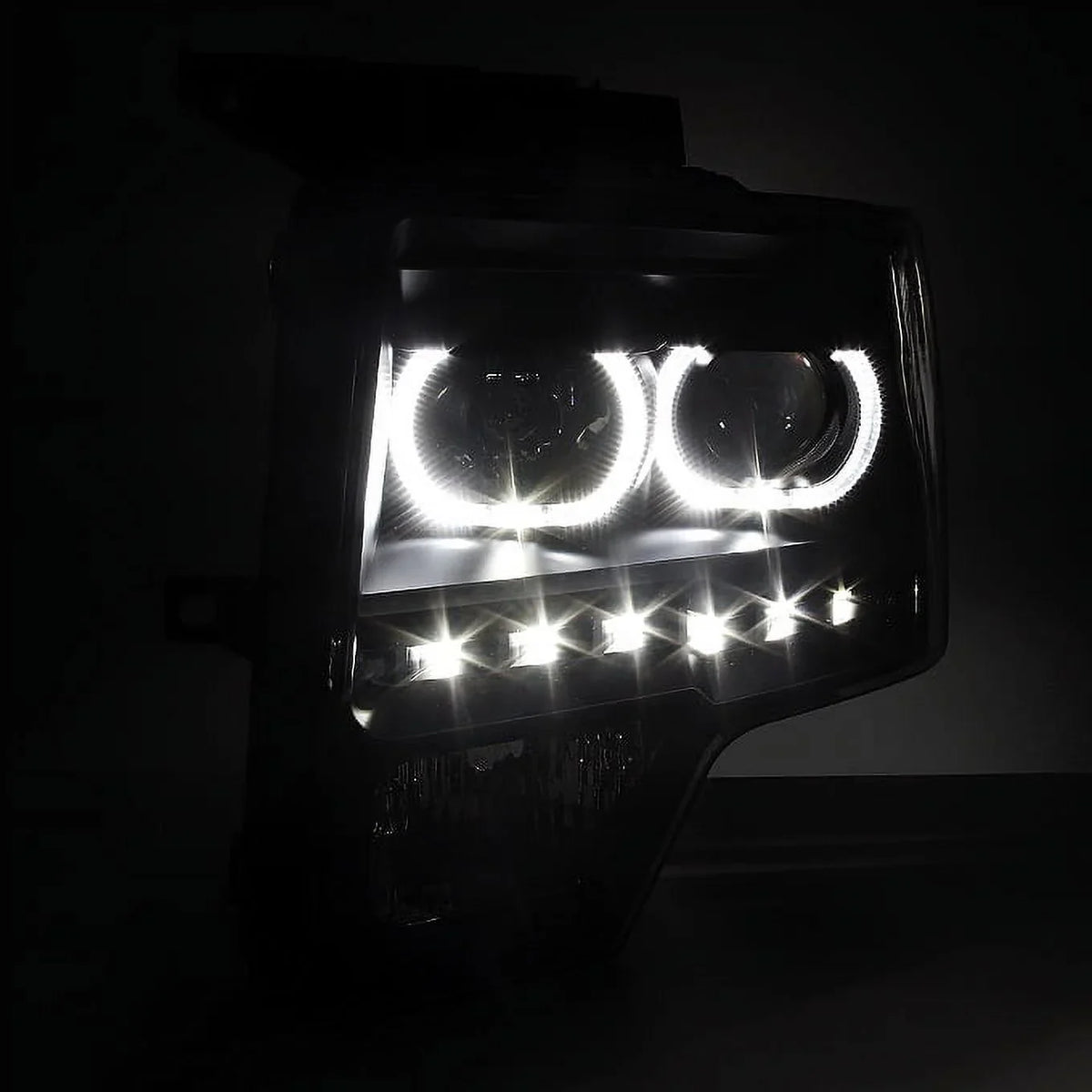 '- For [Dual  Halo Ring] 09-14 F150 F-150 Pickup Truck Black Projector Headlights +  Tail light Set