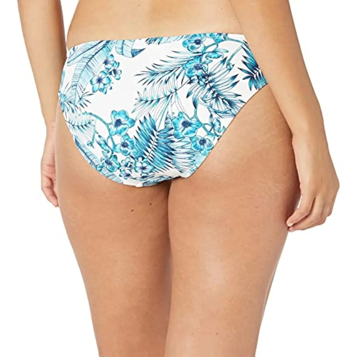 La Blanca Women's Side Shirred Hipster Bikini Swimsuit Bottom, Aquamarine/Tranquility Palm, 4