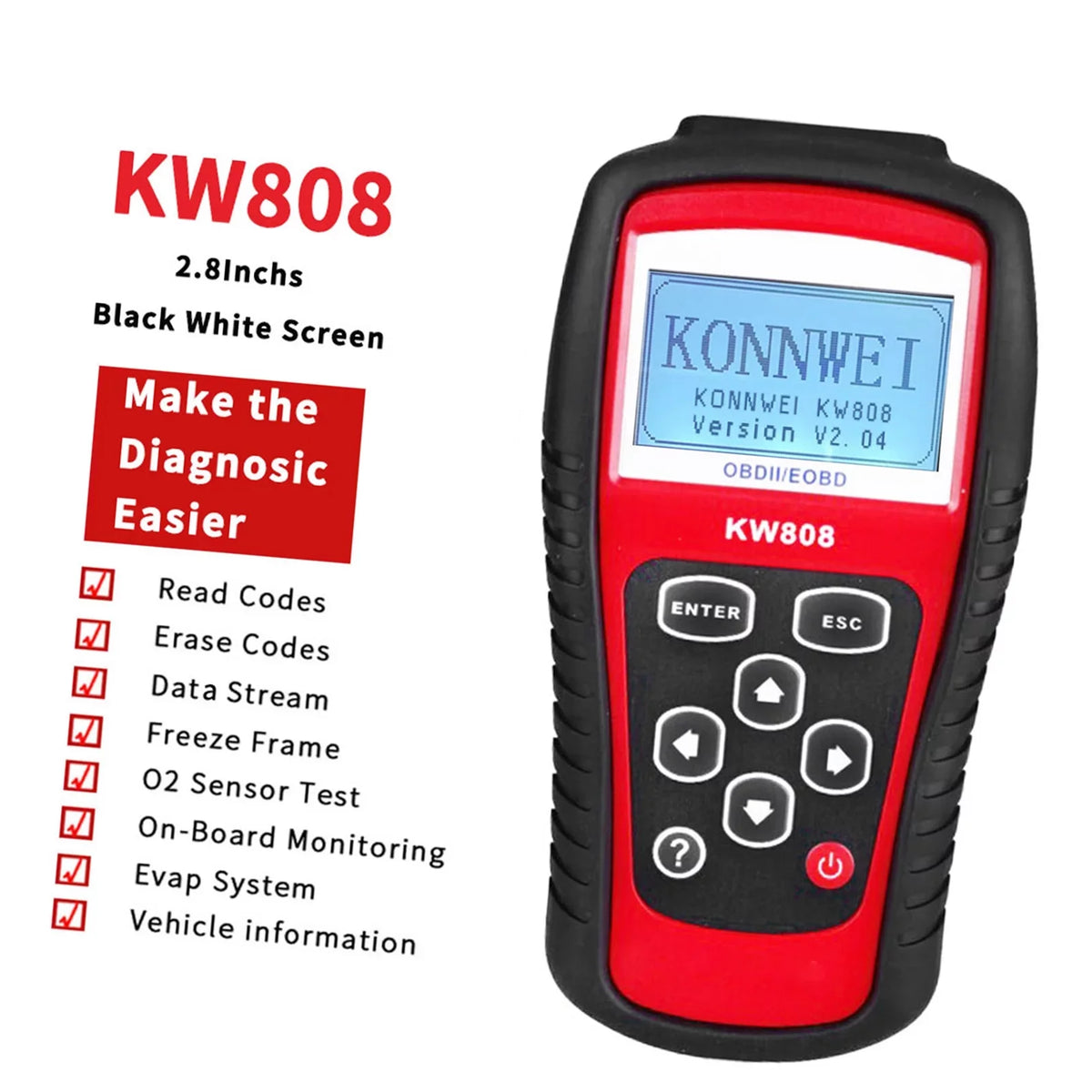 /  Cars Code Reader and Auto Scanner Detection Decoder KW808 User Friendly Automotive Diagnostic Scanner for  Car Maintenance