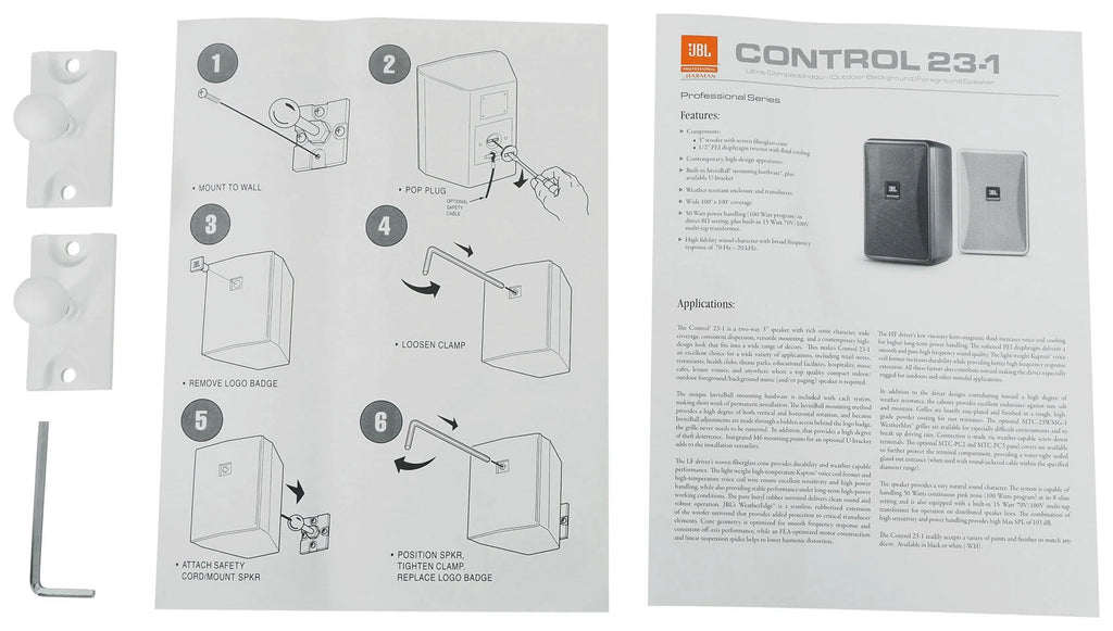 (10)  Control 23-1 White 3" Indoor/Outdoor 70v Commercial Wall Speakers + Amp