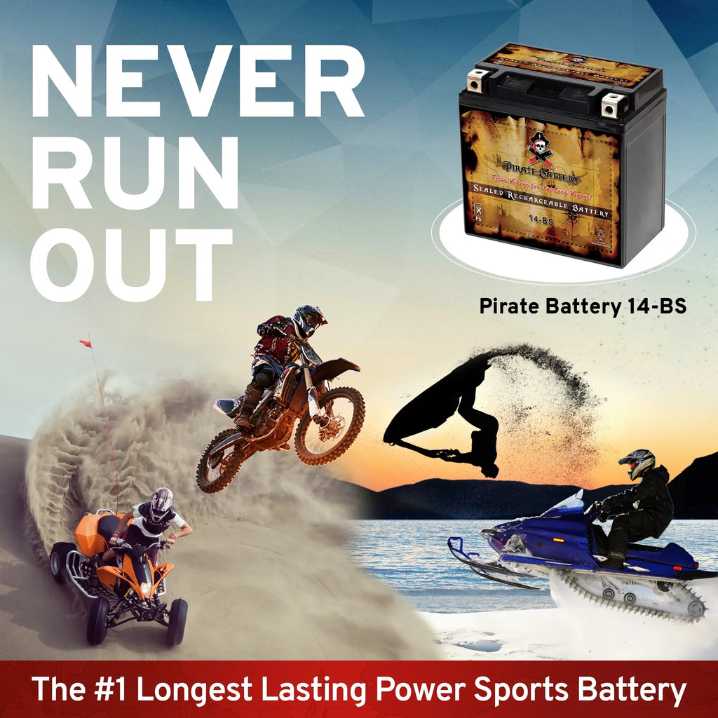 Pirate Battery YTX14- (14- 12 Volt,12 Ah, 200 ) Motorcycle Battery for Honda 1100cc Vt1100c, C3, T Shadow (spirit, Aero, A. C. E. Tourer) 2007