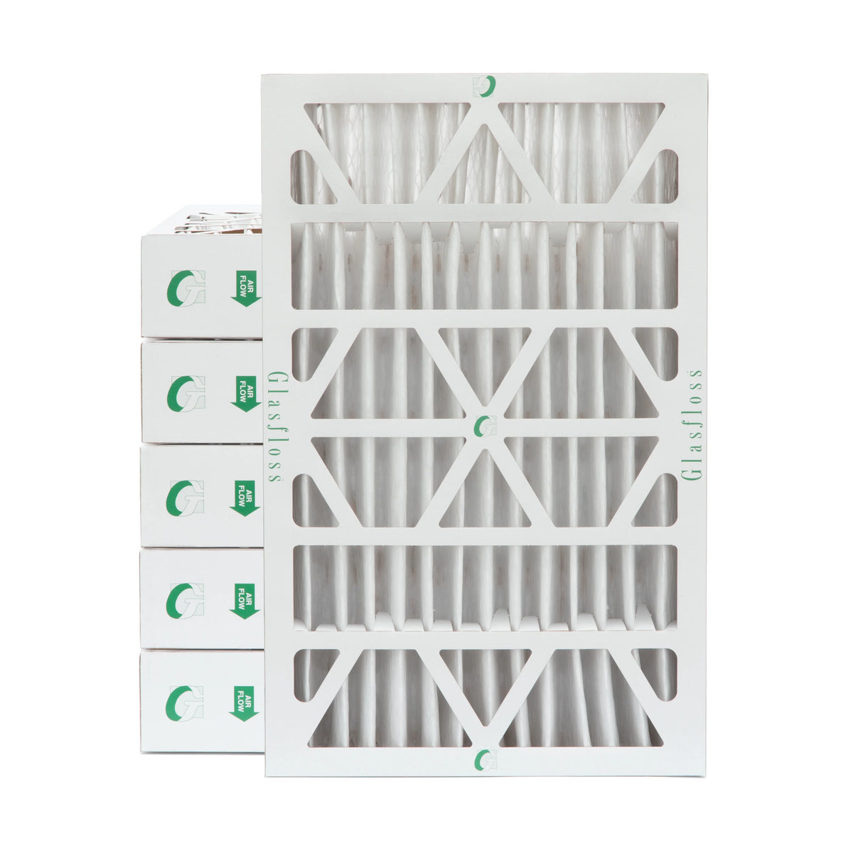 6 Pack of 16x25x4  13 Pleated 4" Inch Air Filters by Glasfloss. Actual Size: 15-1/2 x 24-1/2 x 3-3/4