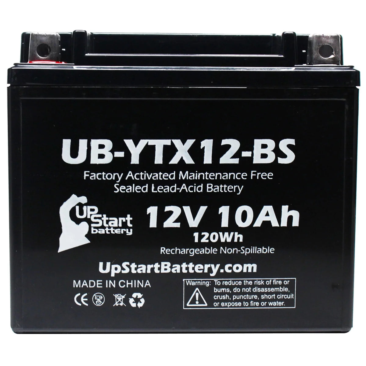 2-Pack UpStart Battery Replacement 2001 Suzuki -R1000 1000  Factory Activated, Maintenance Free, Motorcycle Battery - 12V, 10Ah, -YTX12-
