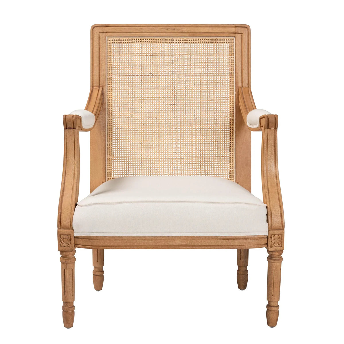 Baxton Studio Garridan Traditional French Beige Fabric and Honey Oak Finished Wood Accent Chair