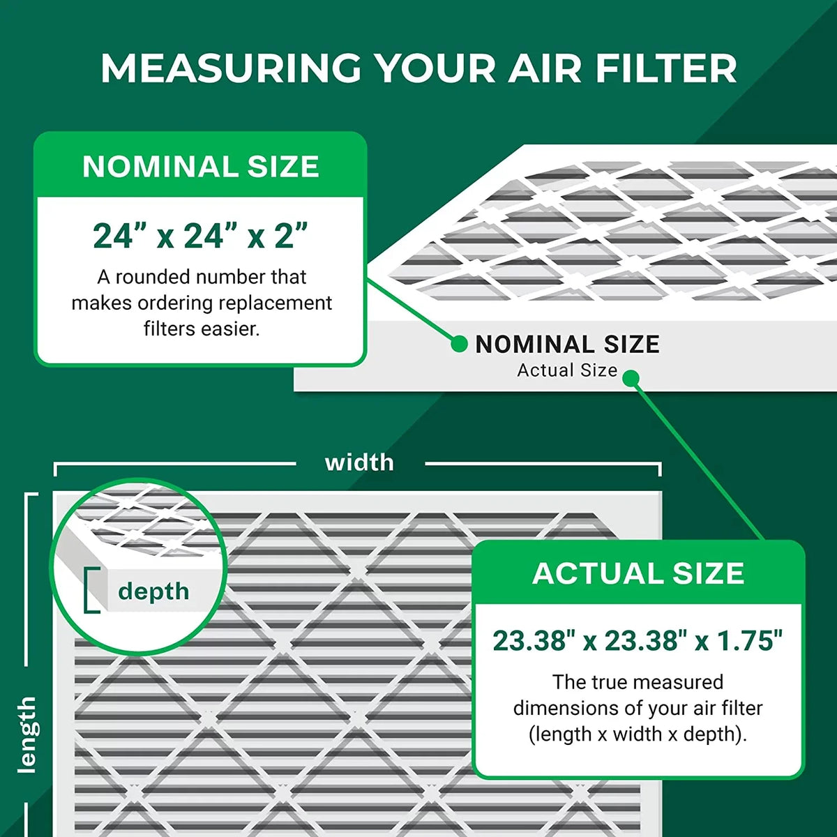Filterbuy 24x24x2  13 Pleated   Furnace Air Filters (6-Pack)