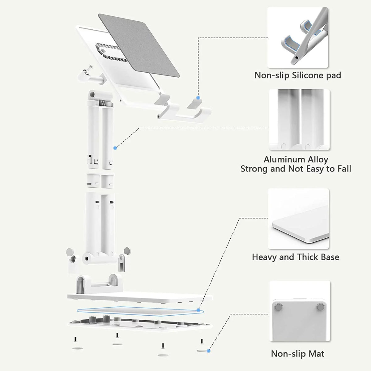 Cell Phone Stand Tablet Phone Holder for Desk Portable Cute Double Rod Anti-Slip Foldable Phone Stand Compatible