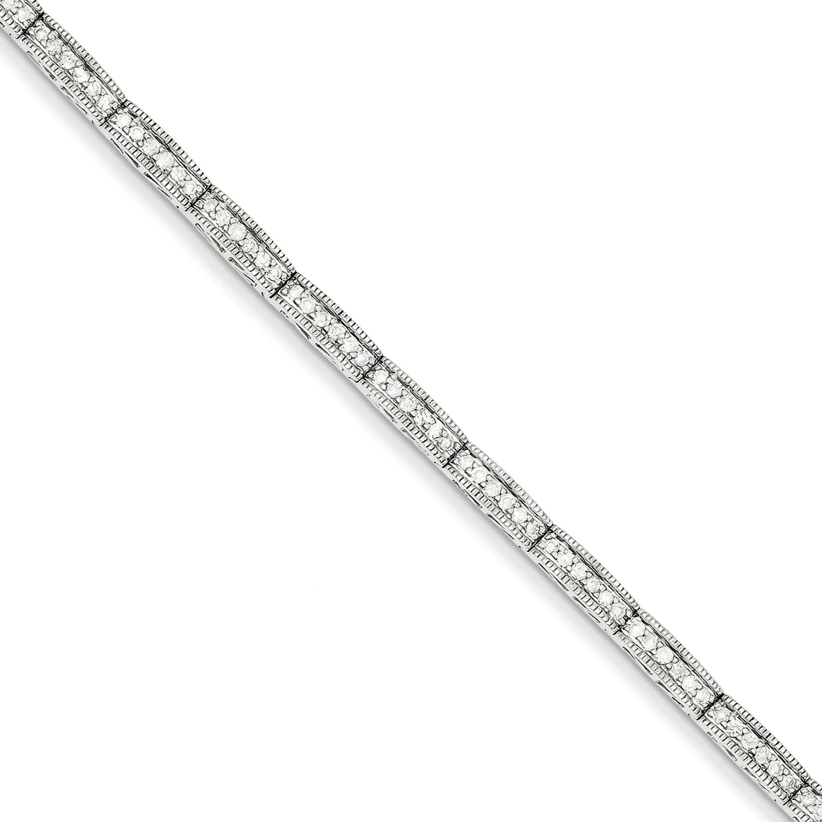 14k White Gold Diamond Fancy Bracelet. Carat Wt- 1.02ct