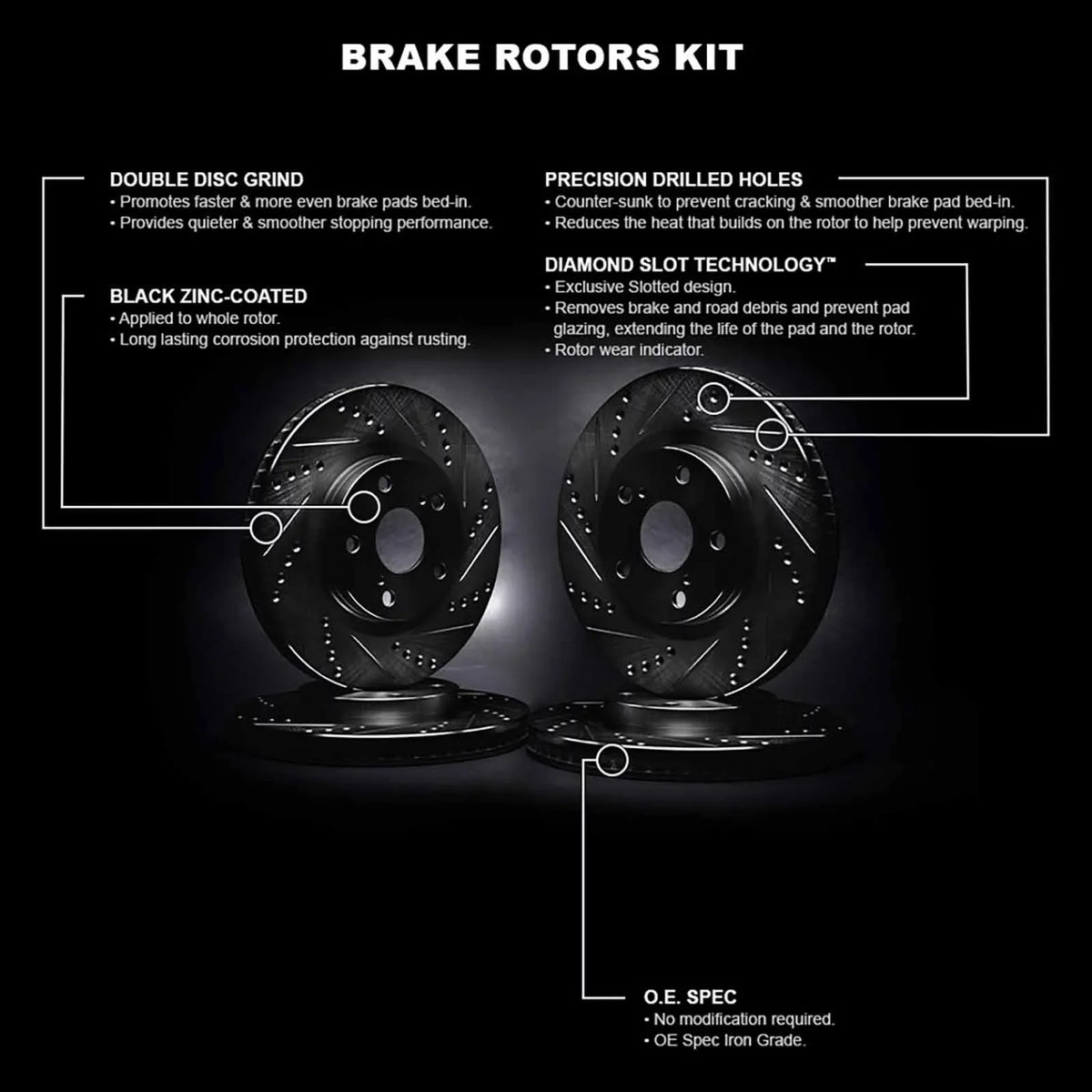 R1 Concepts Whpn2 20005 R1 Concepts Brake Rotor D/S Black Fits select: 2014-2017  F- S, 2018-2020  F-