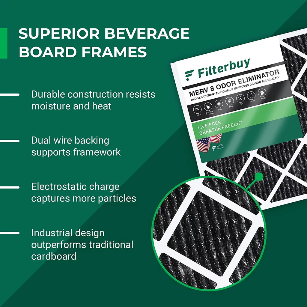 Filterbuy 16x24x1  8 Odor Eliminator Pleated   Furnace Air Filters with Activated Carbon (4-Pack)