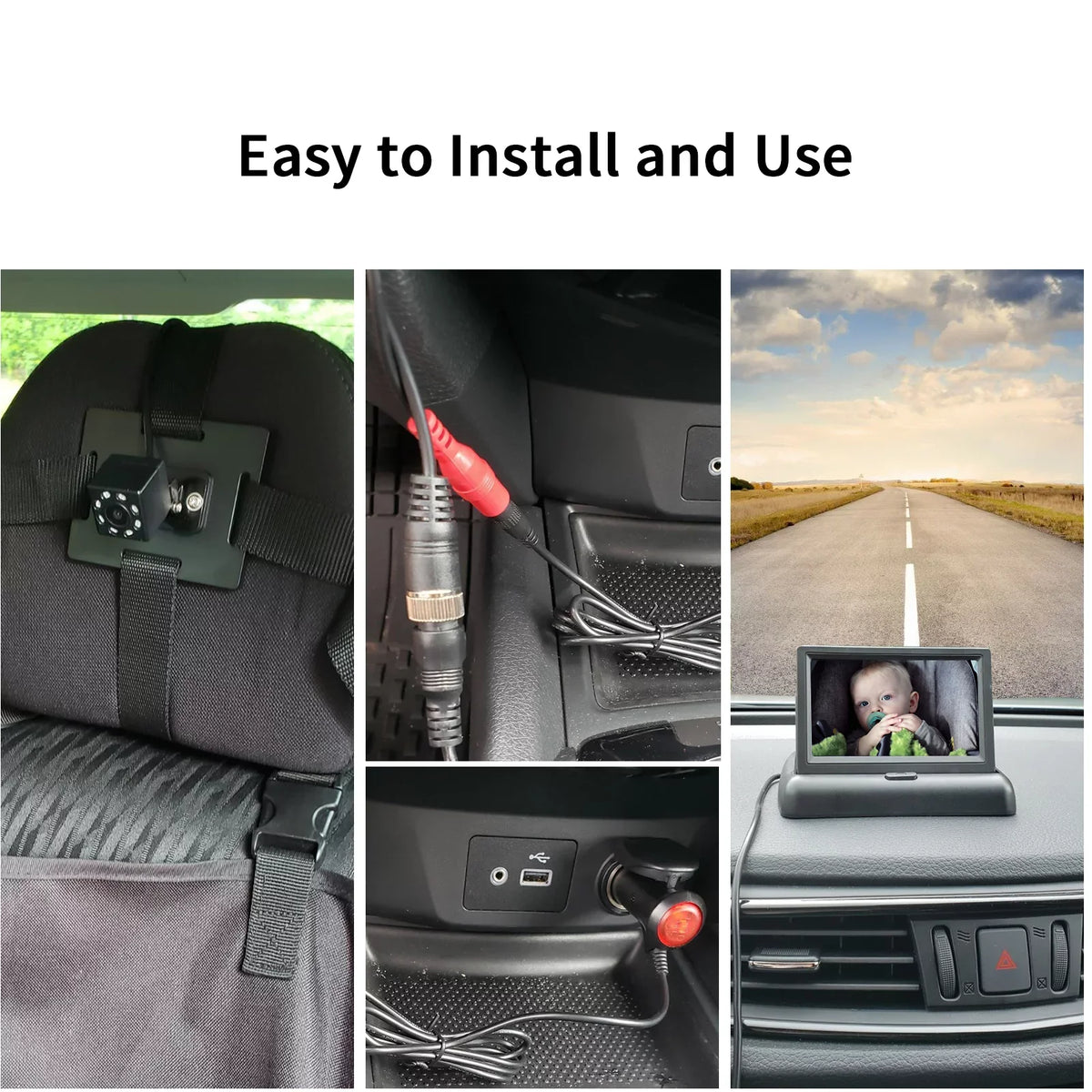 Car 4.3'' Car Monitor with Infrared Night Vision Plug and Play View Infant in Rear Facing Seat with Wide Crystal Clear View Easily to Observe The 's Every Move