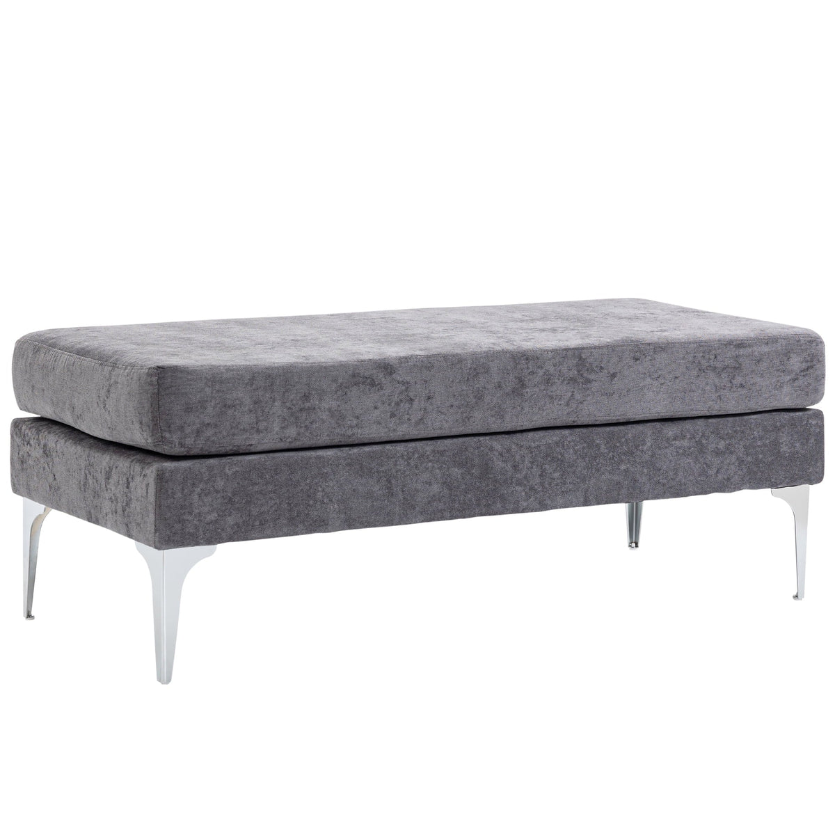 48" End of Bed Bench with Steel Legs, Dark Gray