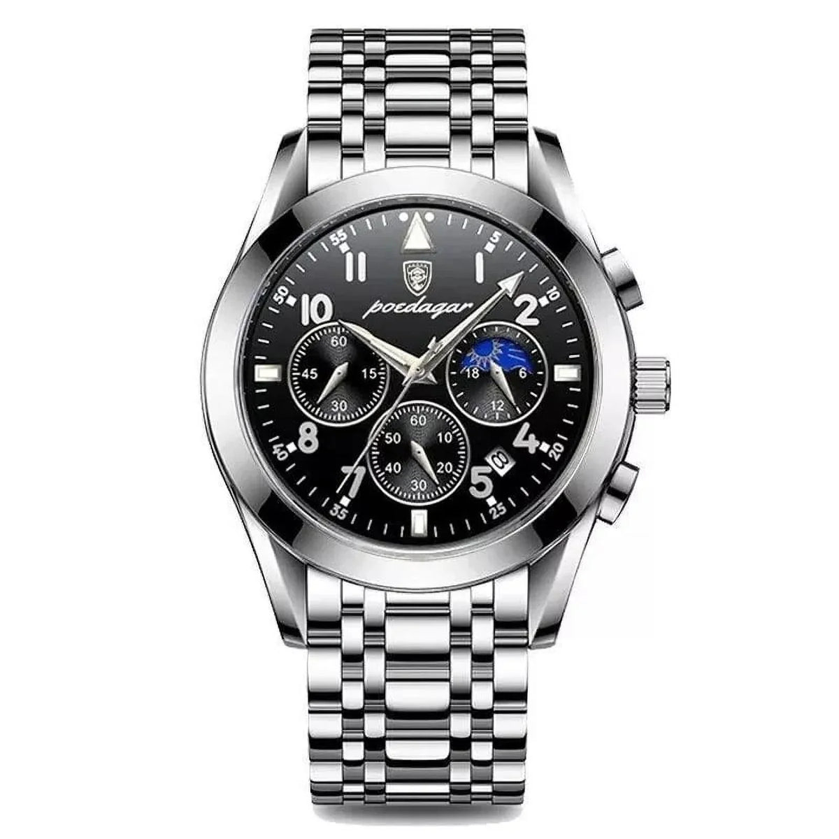 Men Watch Sport Chronograph Quartz Watches Top Brand Luxury Full Steel Waterproof Luminous Date Man Fashion Wristwatch 8169 Black S