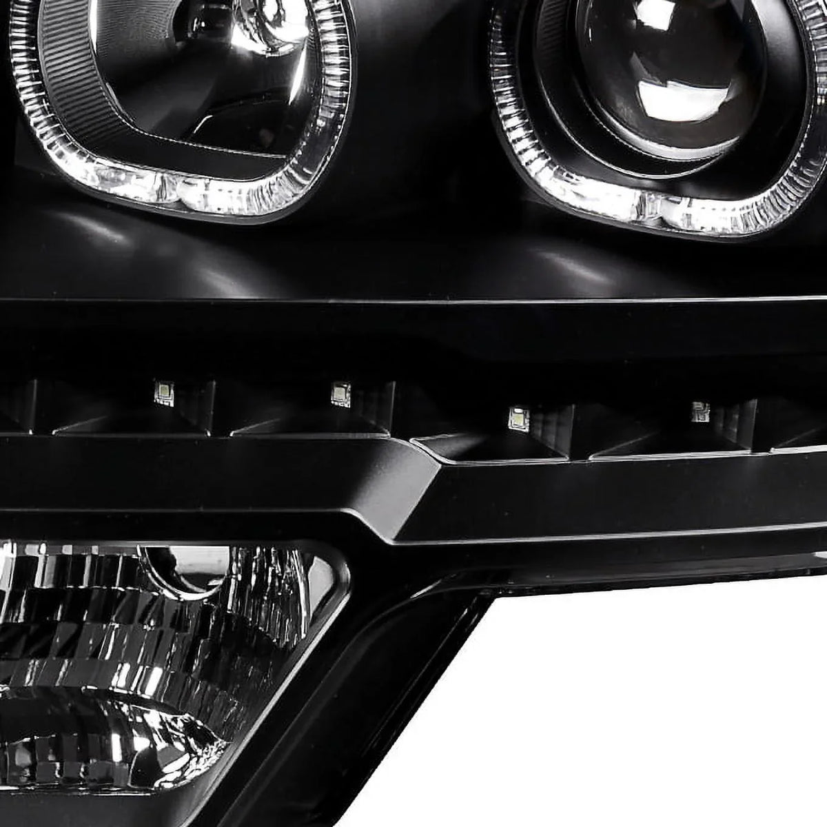 '- For [Dual  Halo Ring] 09-14 F150 F-150 Pickup Truck Black Projector Headlights +  Tail light Set